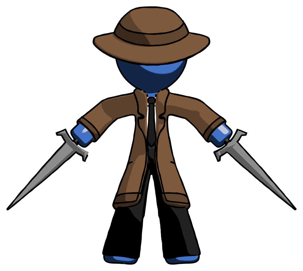 Blue Detective Man two sword defense pose