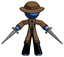 Blue Detective Man two sword defense pose