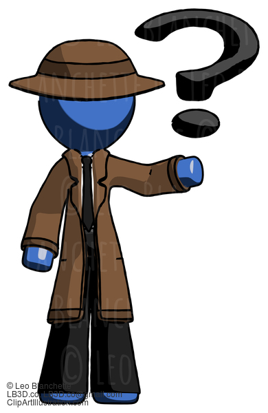 Blue Detective Man Holding Question Mark To Right #3929