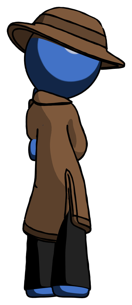 Blue Detective Man Thinking, Wondering, or Pondering Rear View