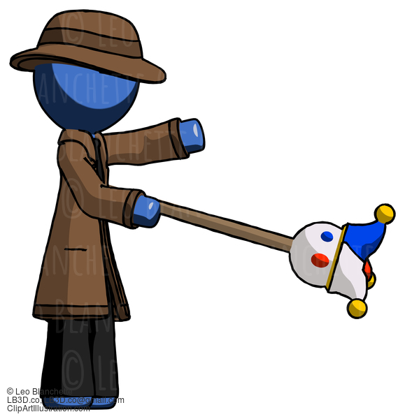 Blue Detective Man Holding Jesterstaff - I Dub Thee Foolish Concept #3932