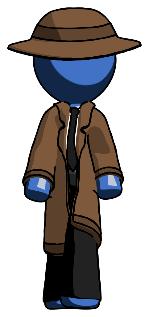 Blue Detective Man Walking Front View