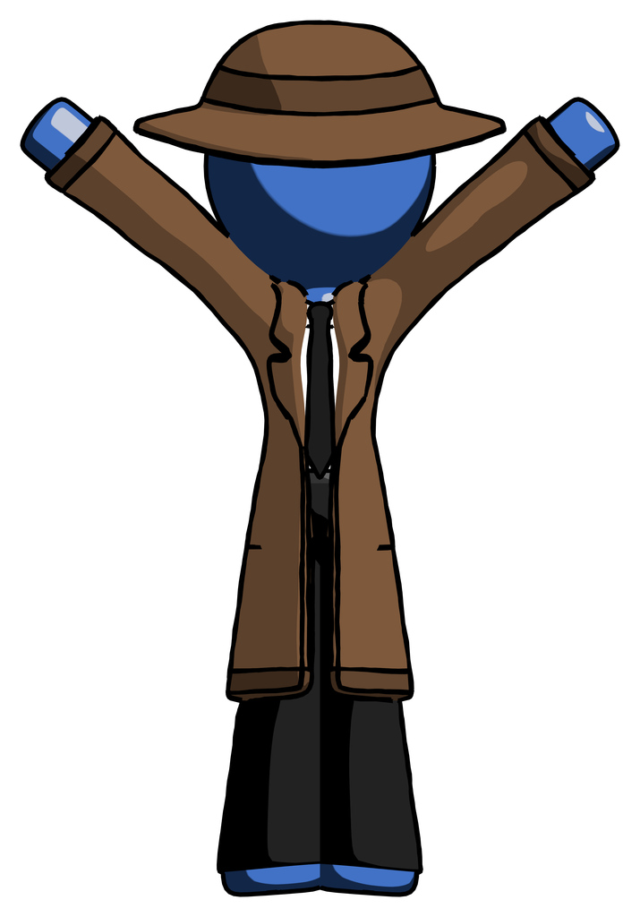 Blue Detective Man with Arms Out Joyfully