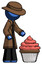 Blue Detective Man with giant cupcake dessert