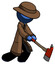 Blue Detective Man striking with a red firefighter's ax