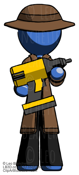 Blue Detective Man Holding Large Drill #3977