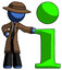 Blue Detective Man with info symbol leaning up against it