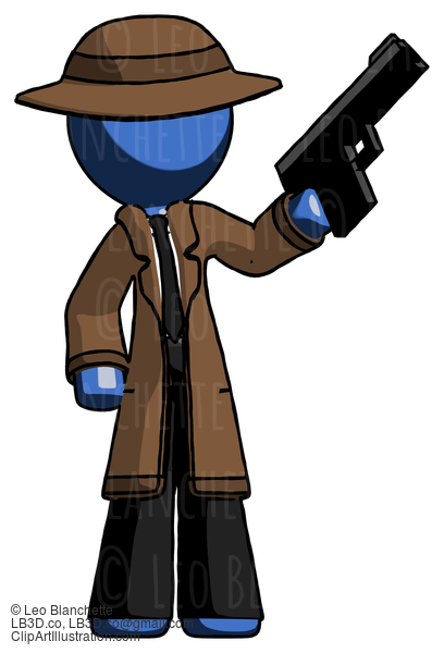 Blue Detective Man Holding Handgun #4004