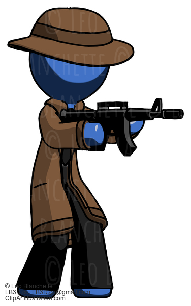 Blue Detective Man Shooting Automatic Assault Weapon #4005