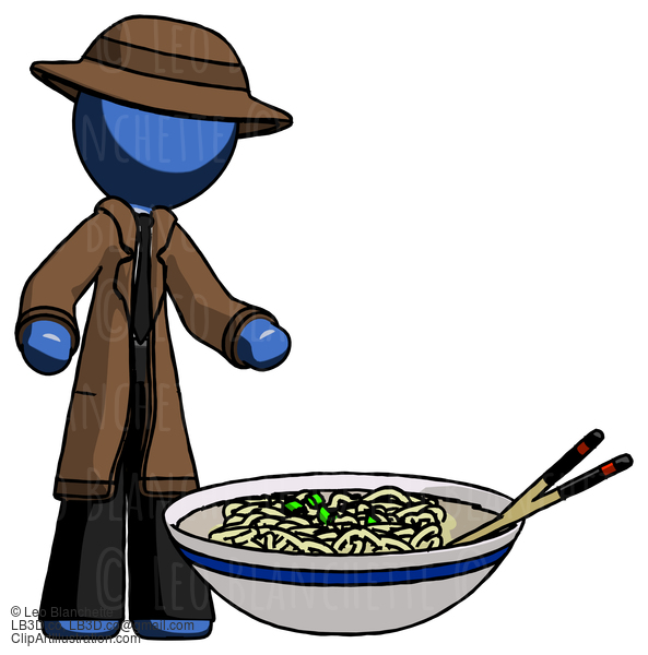 Blue Detective Man And Noodle Bowl, Giant Soup Restaraunt Concept #4017