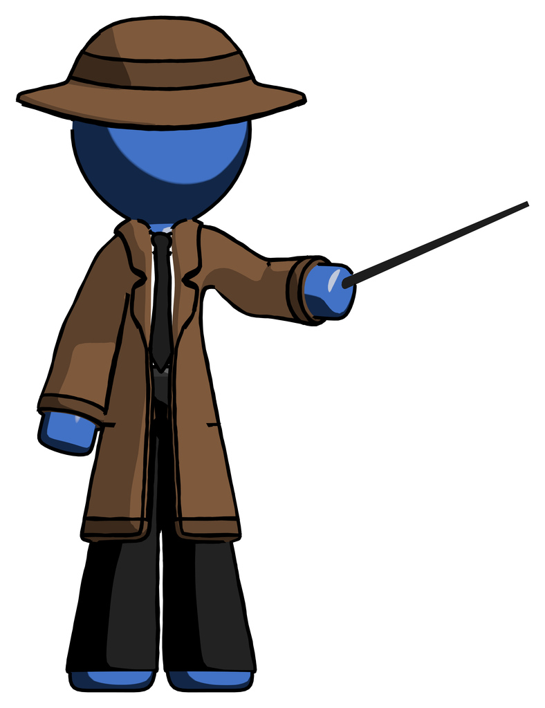 Blue Detective Man Teacher or conductor with stick or baton directing