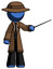 Blue Detective Man Teacher or conductor with stick or baton directing
