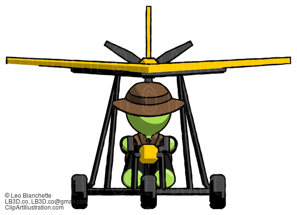 Green Detective Man In Ultralight Aircraft Front View #1911