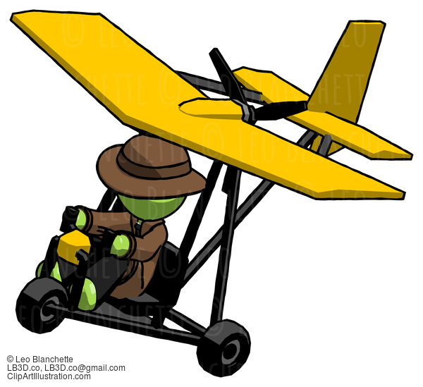 Green Detective Man In Ultralight Aircraft Top Side View #1913