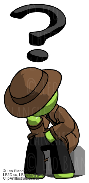 Green Detective Man Thinker Question Mark Concept #1915