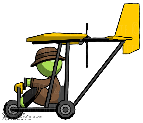 Green Detective Man In Ultralight Aircraft Side View #1921