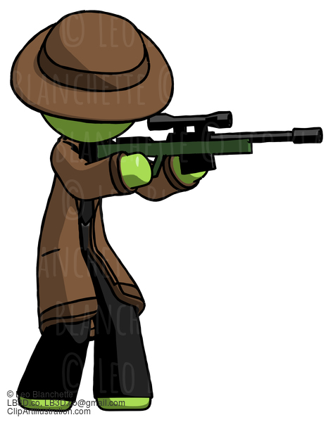 Green Detective Man Shooting Sniper Rifle #1950