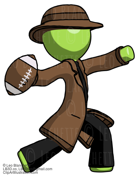 Green Detective Man Throwing Football #1955