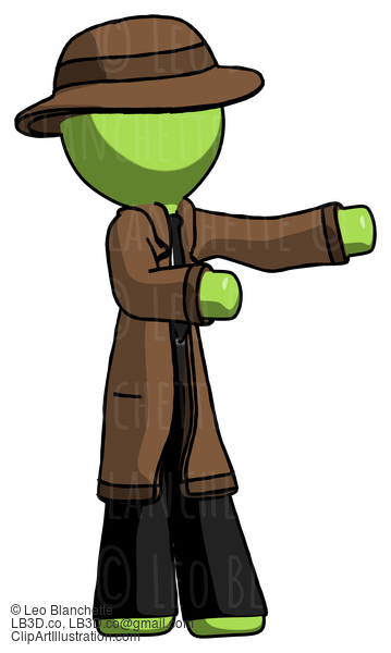 Green Detective Man Presenting Something To His Left #2101