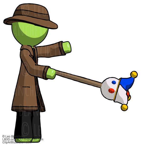 Green Detective Man Holding Jesterstaff - I Dub Thee Foolish Concept #2108