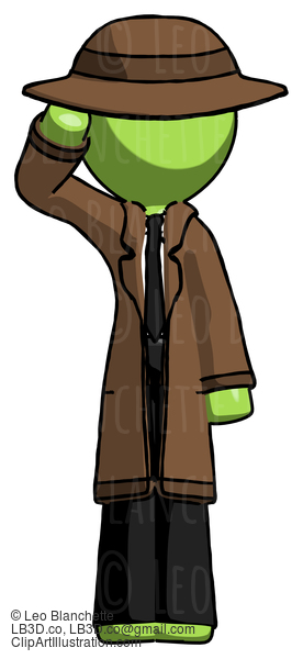 Green Detective Man Soldier Salute Pose #2134