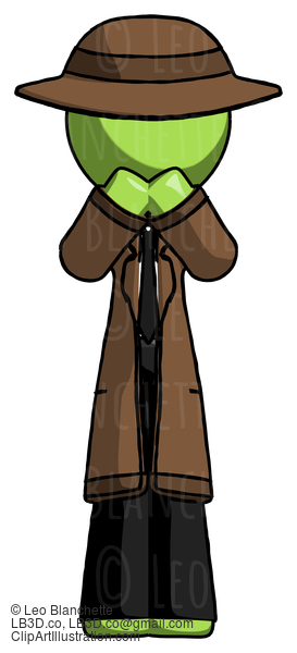 Green Detective Man Laugh, Giggle, Or Gasp Pose #2144