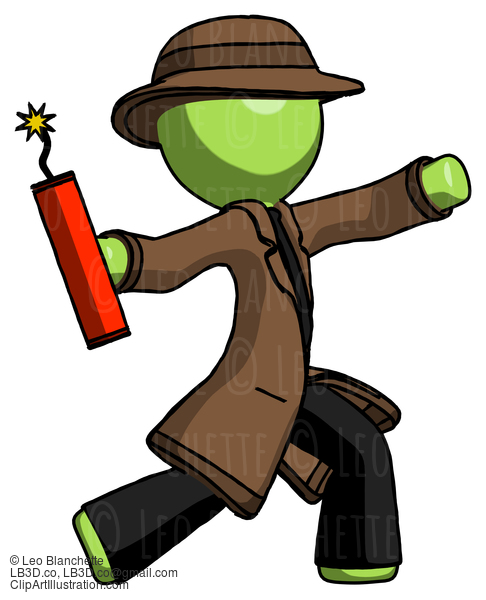 Green Detective Man Throwing Dynamite #2150