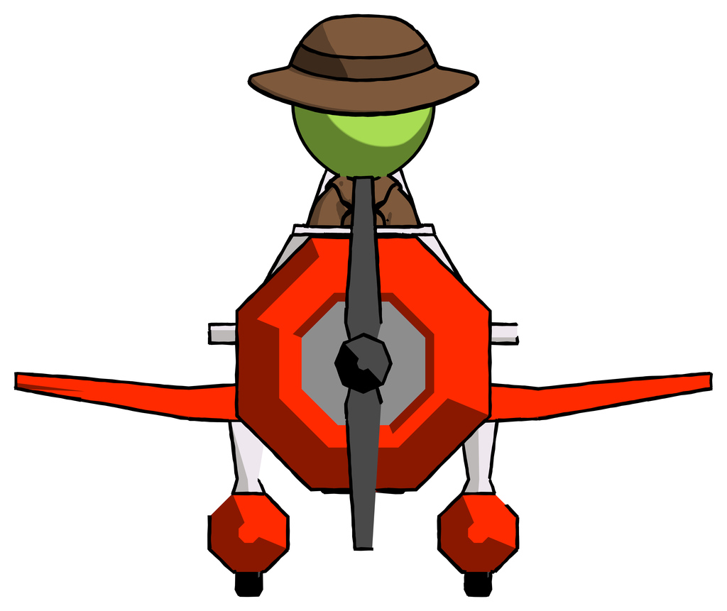 Green Detective Man in Geebee stunt plane front view
