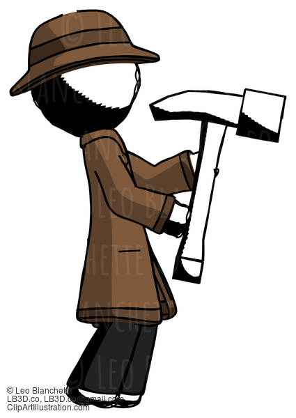 Ink Detective Man Hammering Something On The Right #672