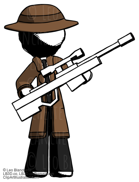 Ink Detective Man Holding Sniper Rifle Gun #675