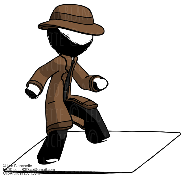 Ink Detective Man On Postage Envelope Surfing #681