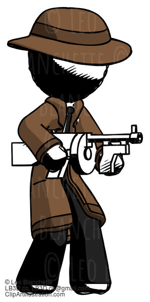 Ink Detective Man Tommy Gun Gangster Shooting Pose #682