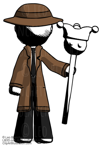 Ink Detective Man Holding Jester Staff #683