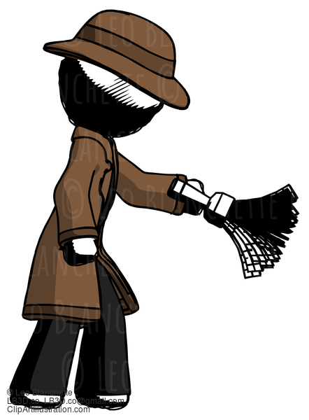 Ink Detective Man Dusting With Feather Duster Downwards #689