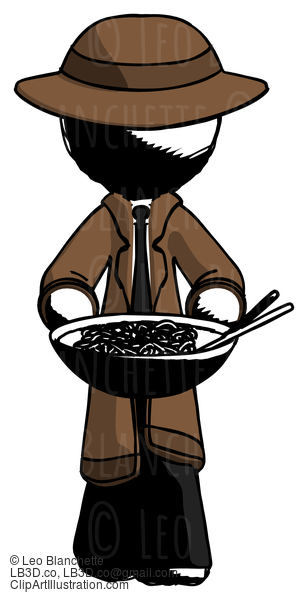 Ink Detective Man Serving Or Presenting Noodles #690