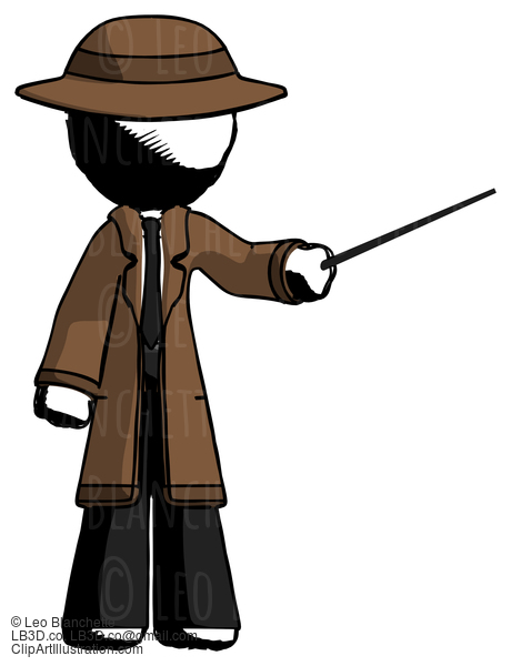 Ink Detective Man Teacher Or Conductor With Stick Or Baton Directing #699