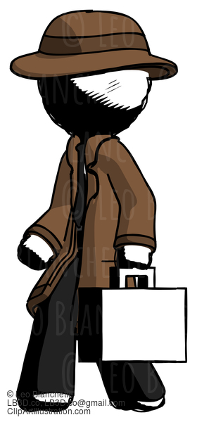 Ink Detective Man Walking With Briefcase To The Left #705