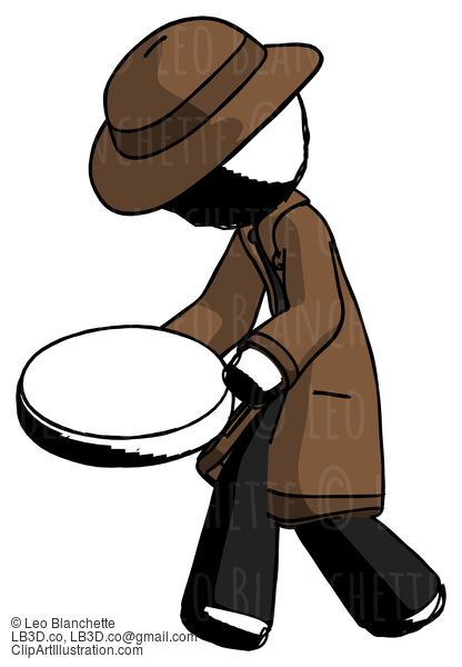 Ink Detective Man Walking With Large Compass #706