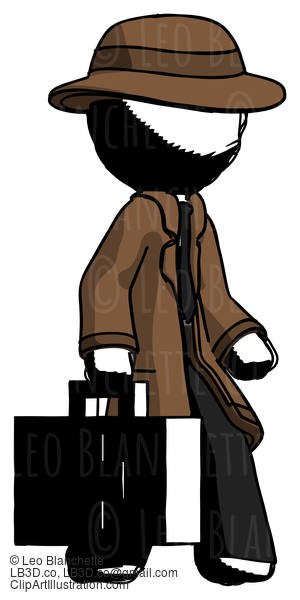 Ink Detective Man Walking With Medical Aid Briefcase To Right #709