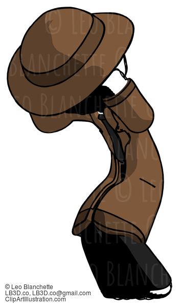 Ink Detective Man With Headache Or Covering Ears Turned To His Left #712