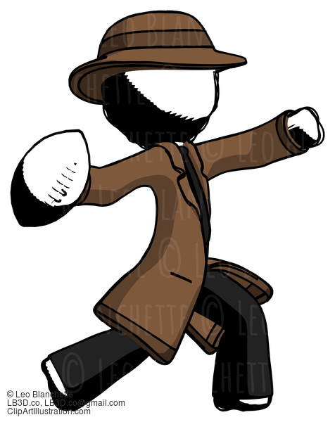 Ink Detective Man Throwing Football #717