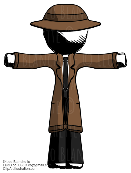 Ink Detective Man T-Pose Arms Up Standing #719