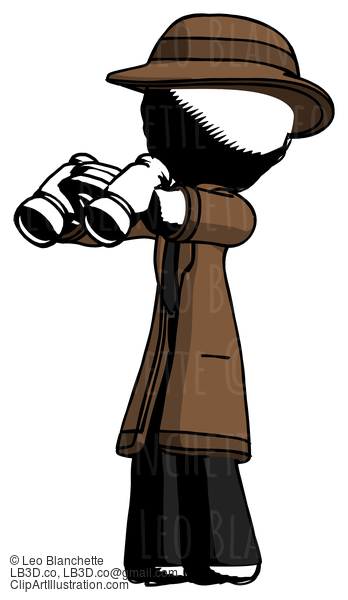 Ink Detective Man Holding Binoculars Ready To Look Left #722