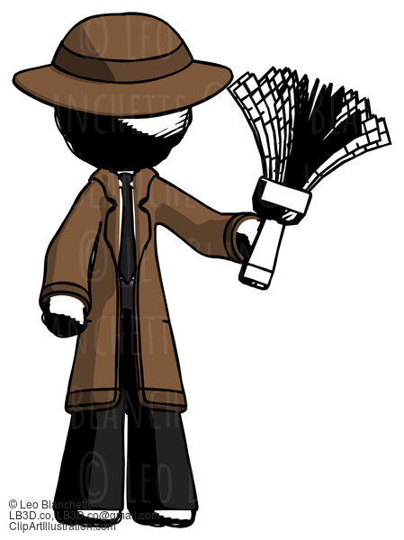 Ink Detective Man Holding Feather Duster Facing Forward #728