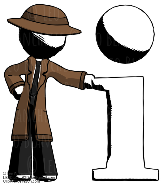 Ink Detective Man With Info Symbol Leaning Up Against It #736