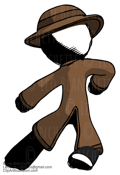 Ink Detective Man Karate Defense Pose Left #737