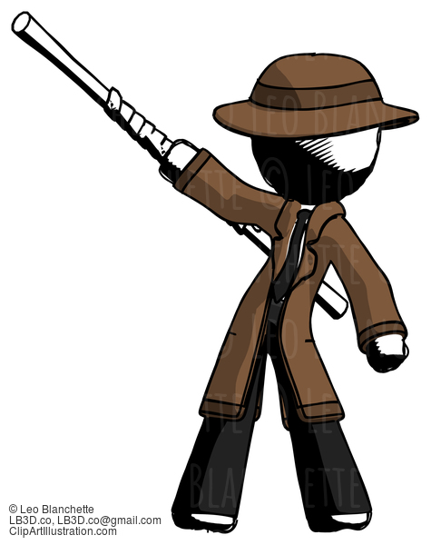 Ink Detective Man Bo Staff Pointing Up Pose #739