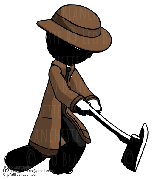 Ink Detective Man Striking With A Red Firefighter’S Ax #740