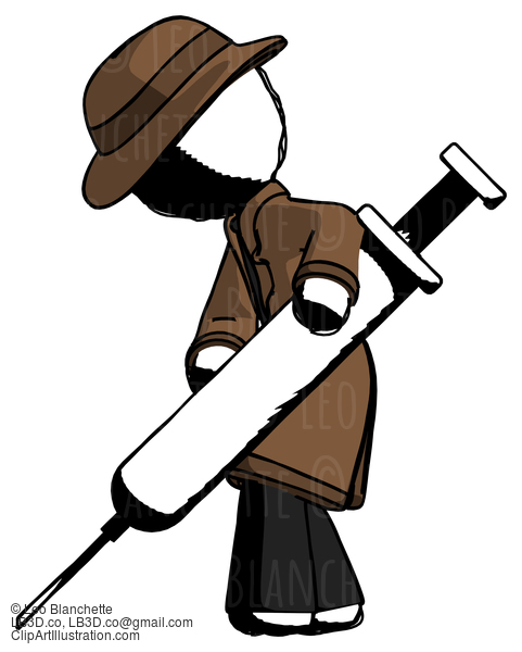 Ink Detective Man Using Syringe Giving Injection #741