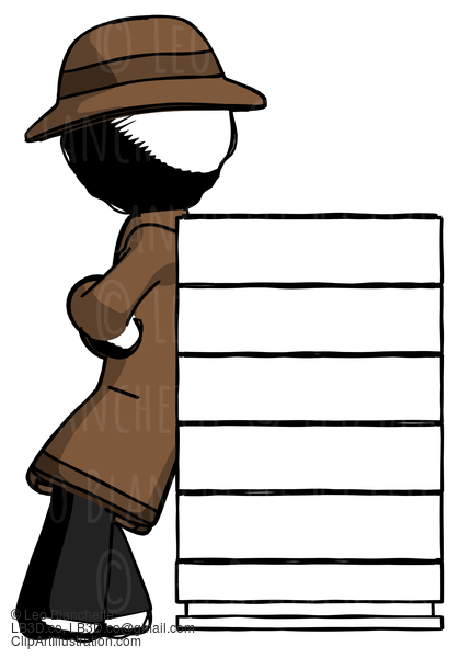 Ink Detective Man Resting Against Server Rack #755